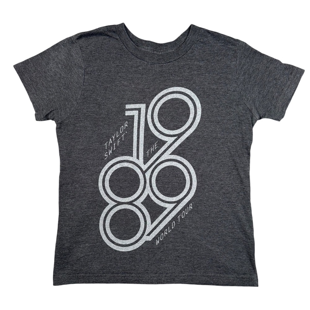 Taylor Swift 1989 World Tour Shirt Kids Medium Gray Concert Graphic Tee Youth